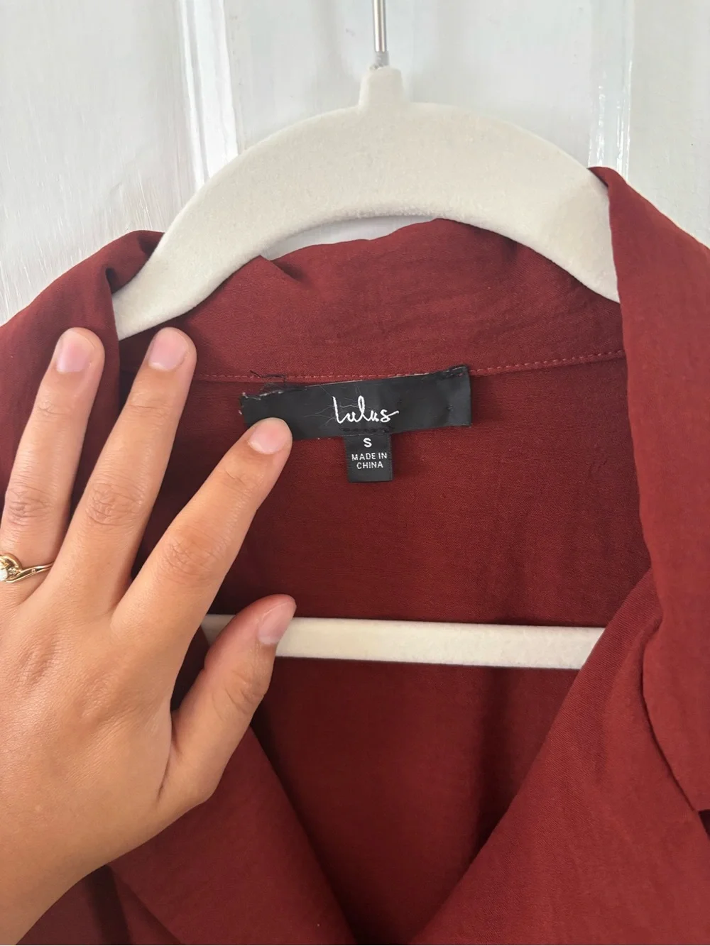 Lulu's Rust Red Collared Button-Front Dress - Picture 9 of 9